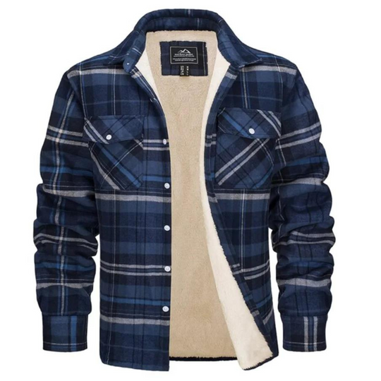Herren Knopf Daunen Karierte Jacke | Warme