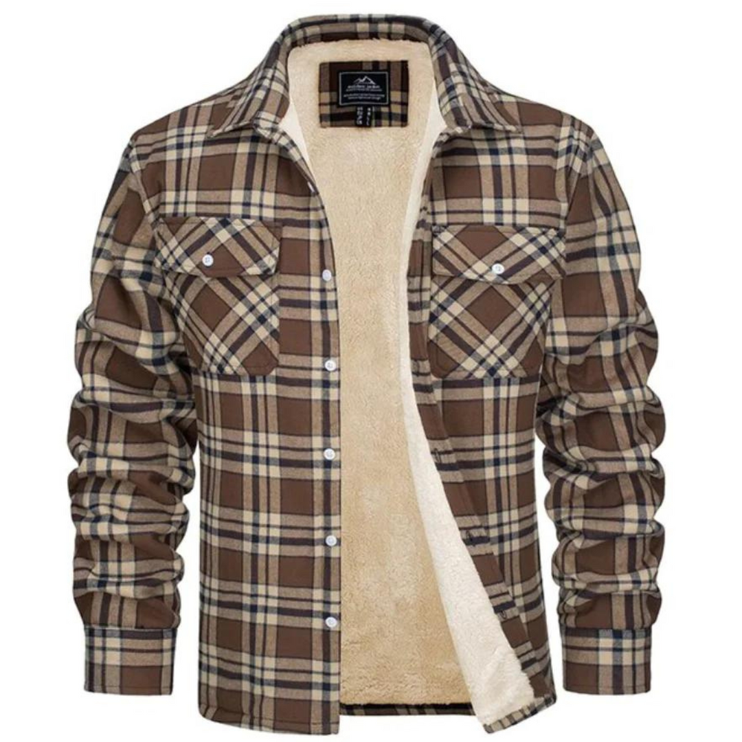 Herren Knopf Daunen Karierte Jacke | Warme