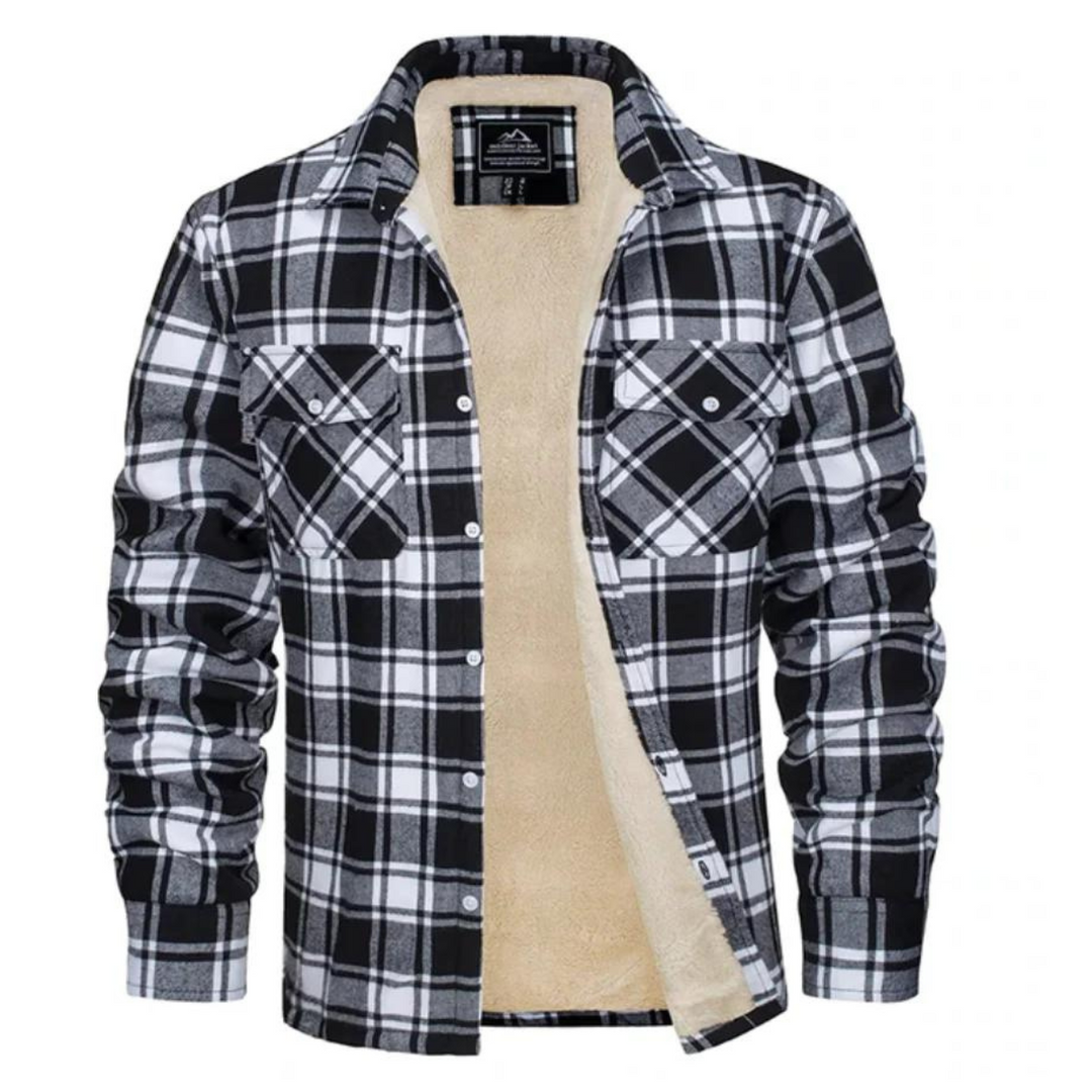 Herren Knopf Daunen Karierte Jacke | Warme