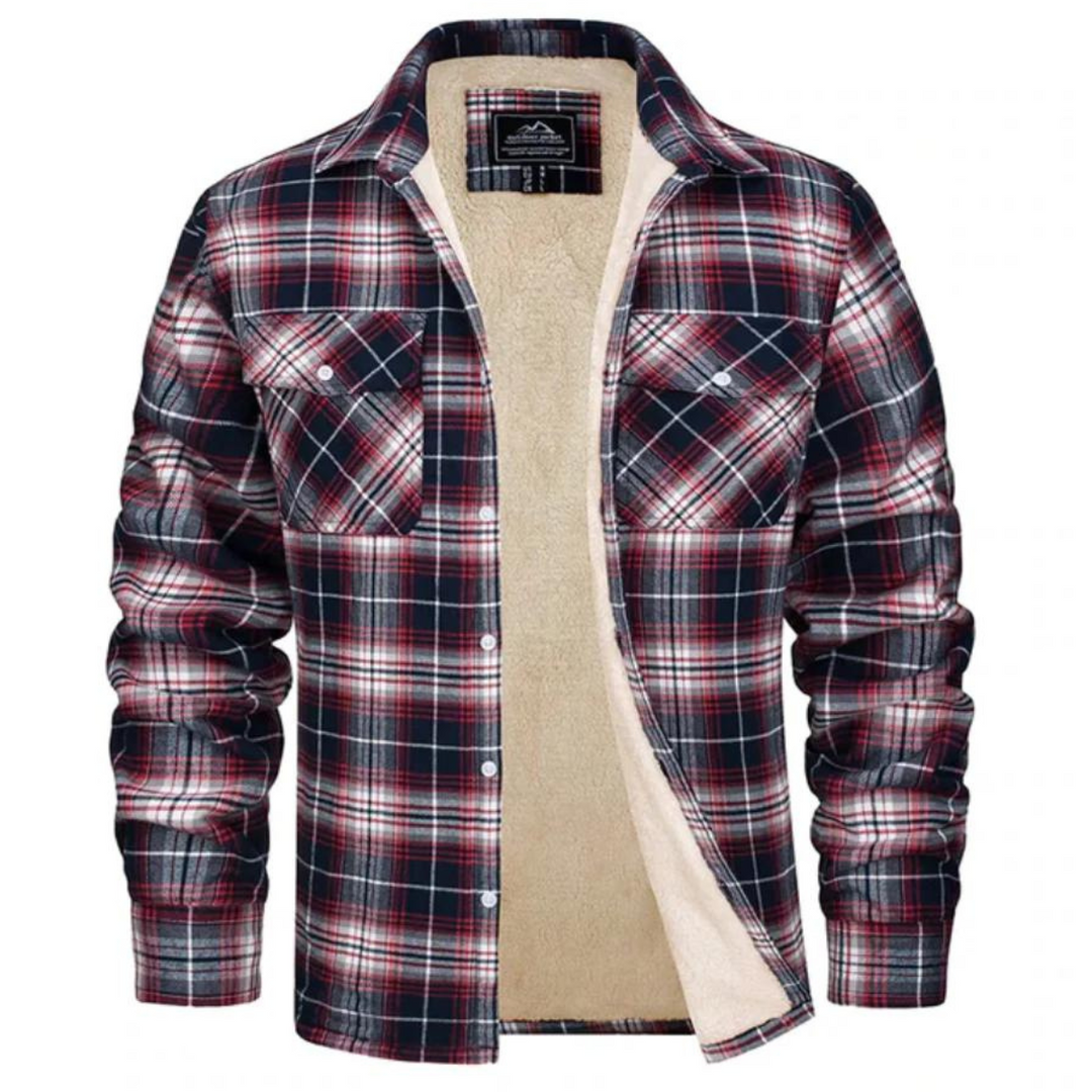 Herren Knopf Daunen Karierte Jacke | Warme
