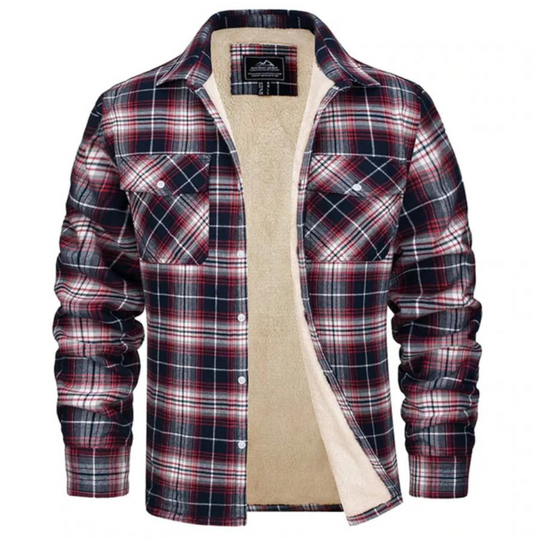 Herren Knopf Daunen Karierte Jacke | Warme