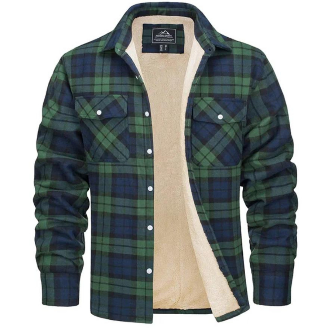 Herren Knopf Daunen Karierte Jacke | Warme