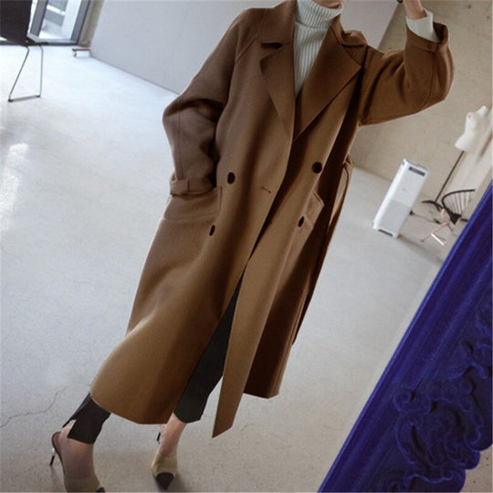 Damen Lange Trenchcoat | Knopf Daunen