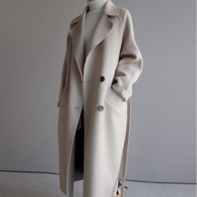 Damen Lange Trenchcoat | Knopf Daunen
