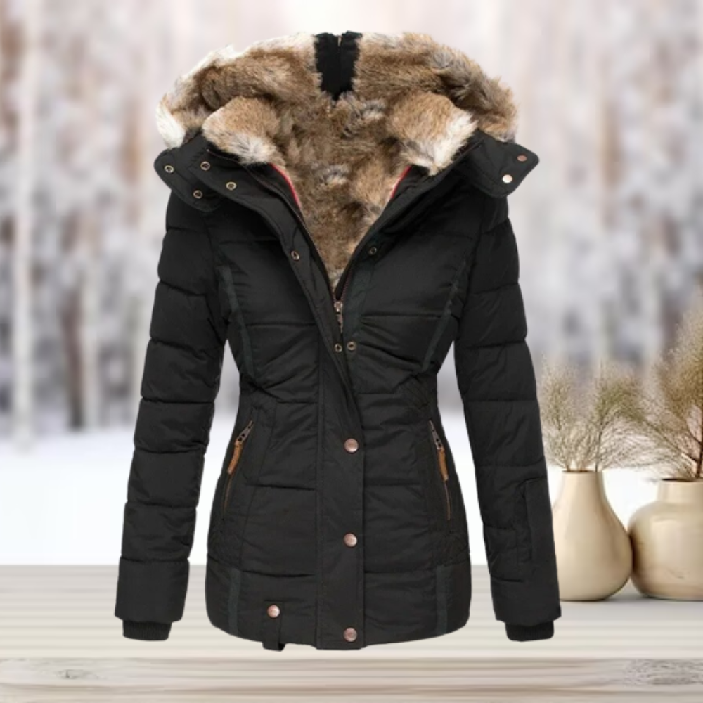 Damen Winter Pufferjacke mit Kapuze | Schlank Passform