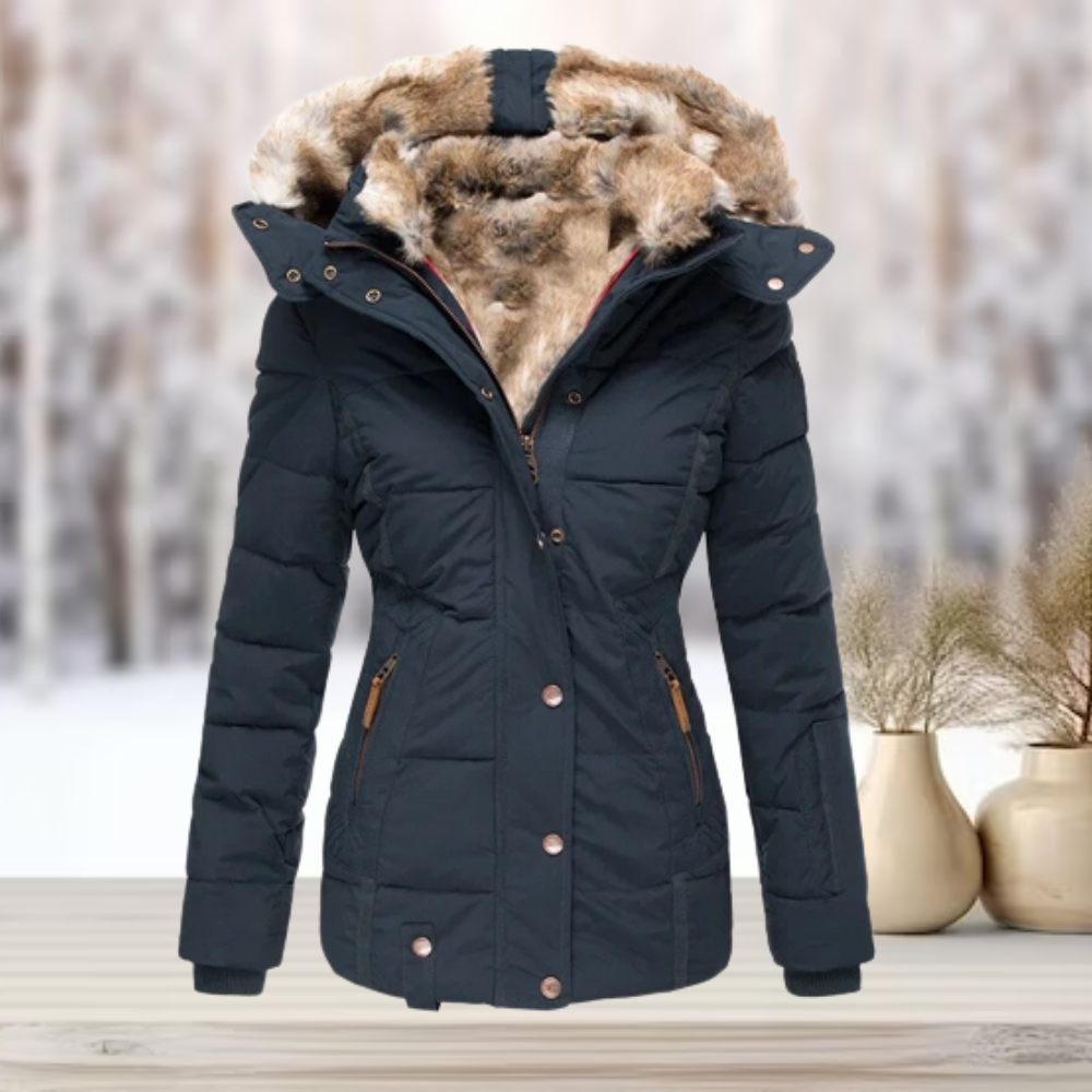 Damen Winter Pufferjacke mit Kapuze | Schlank Passform