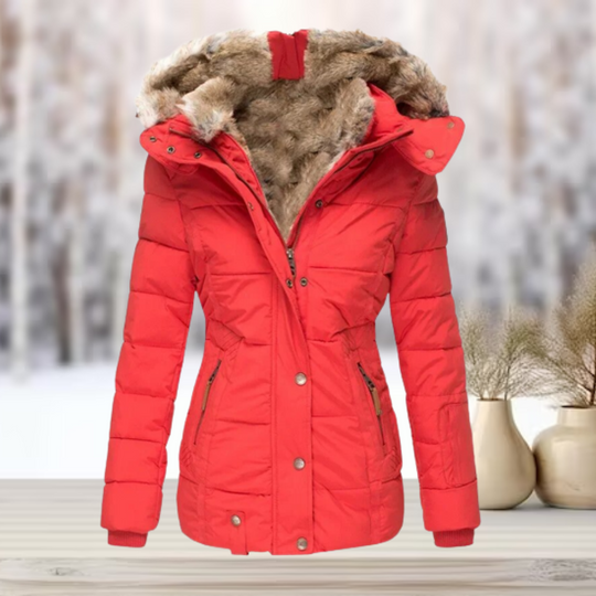Damen Winter Pufferjacke mit Kapuze | Schlank Passform