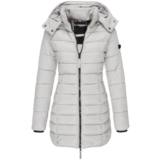 Damen Langer Winter-Pufferjacke | Kapuze