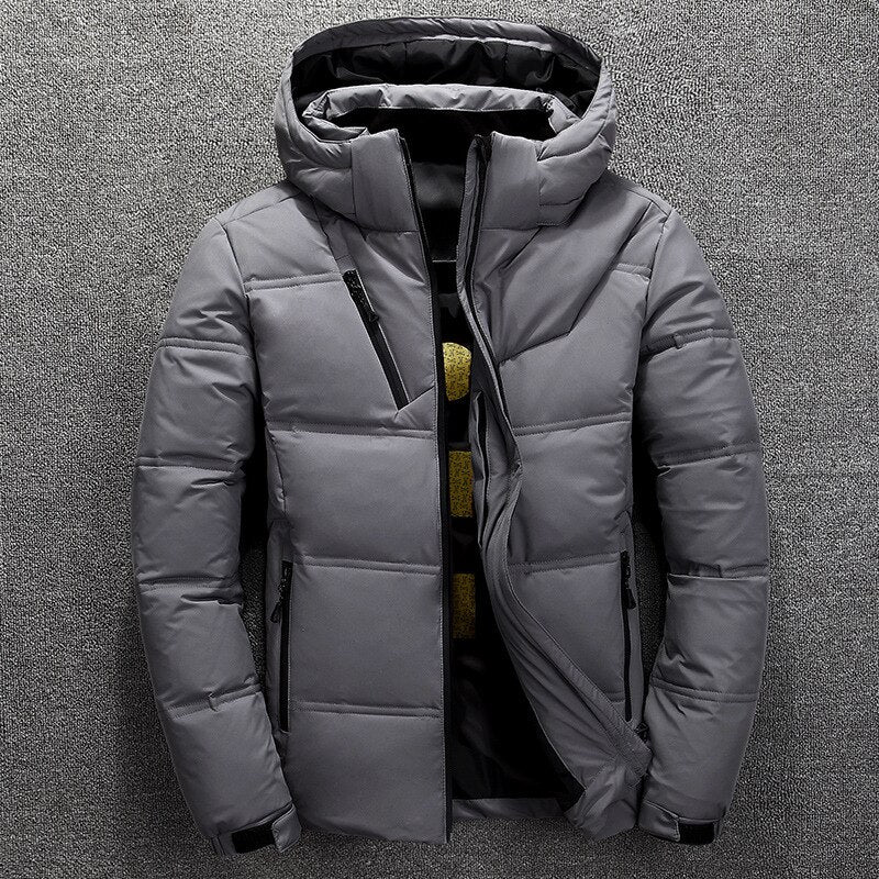 Herren Warme Winterjacke mit Kapuze | Reißverschluss