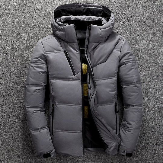 Herren Warme Winterjacke mit Kapuze | Reißverschluss