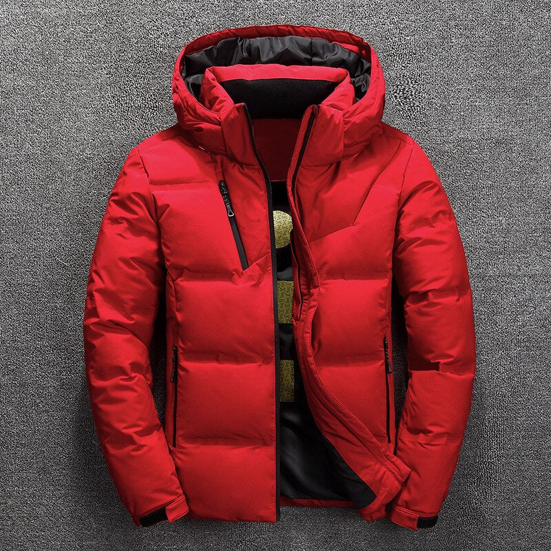 Herren Warme Winterjacke mit Kapuze | Reißverschluss