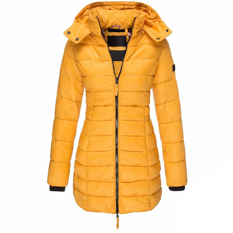 Damen Langer Winter-Pufferjacke | Kapuze