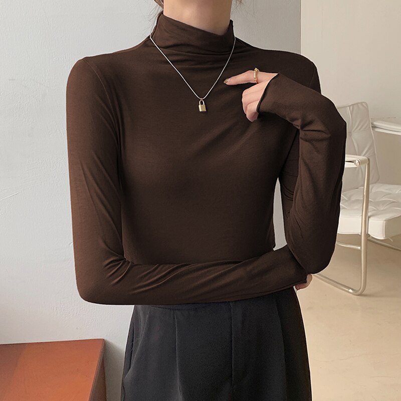 Basic Rollkragenpullover aus T-Shirt Stoff