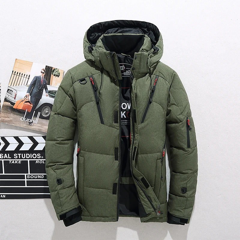 Herren Pufferjacke mit Kapuze | Reißverschlusstaschen