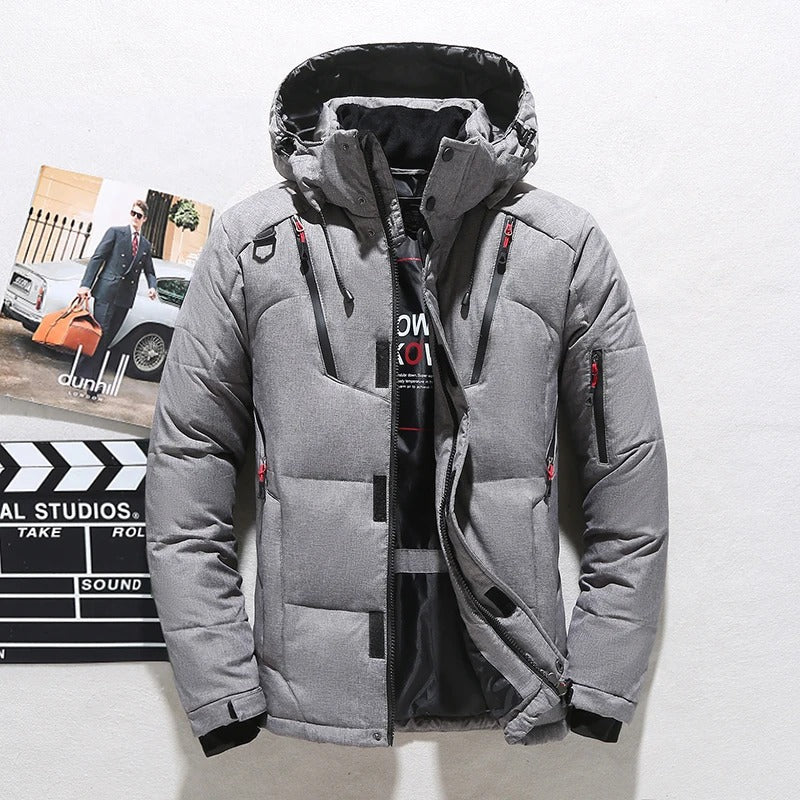 Herren Pufferjacke mit Kapuze | Reißverschlusstaschen
